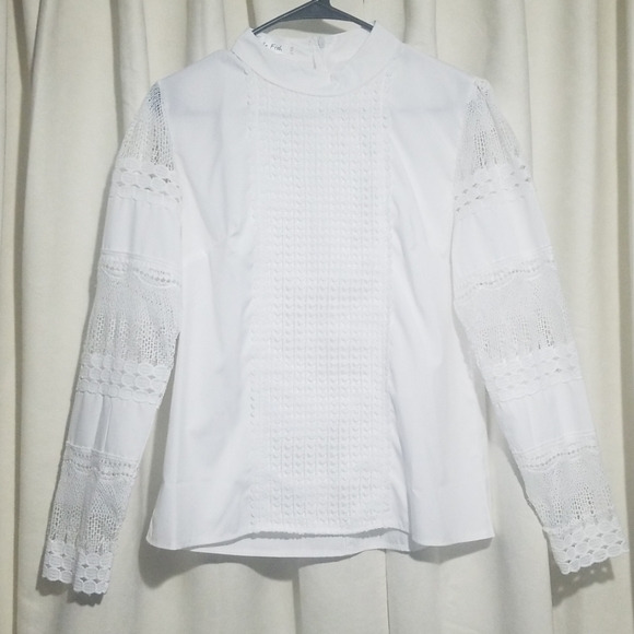 White lace blouse long sleeve medium fit - Picture 1 of 2